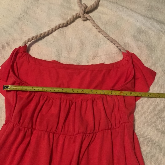 Like new unique rope tie halter dress with ruffle bodice - Picture 6 of 7